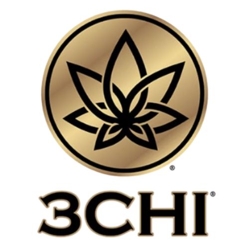 Gold circular logo with stylized leaf design.