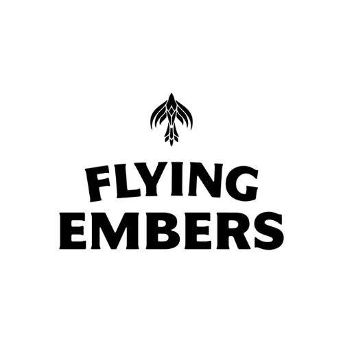 Flying Embers logo with flame design.