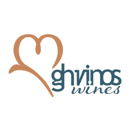 Heart-shaped logo, Ghvino's Wines text.