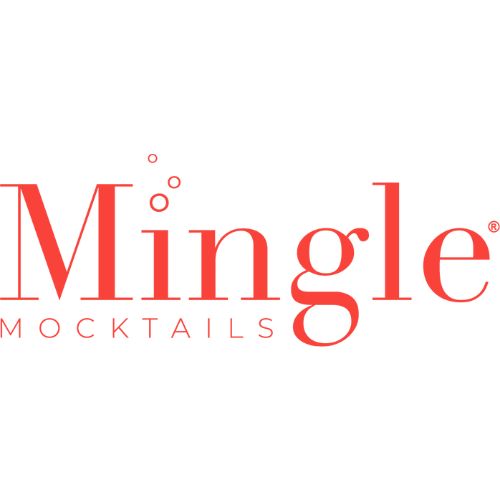 Mingle Mocktails logo in red text.